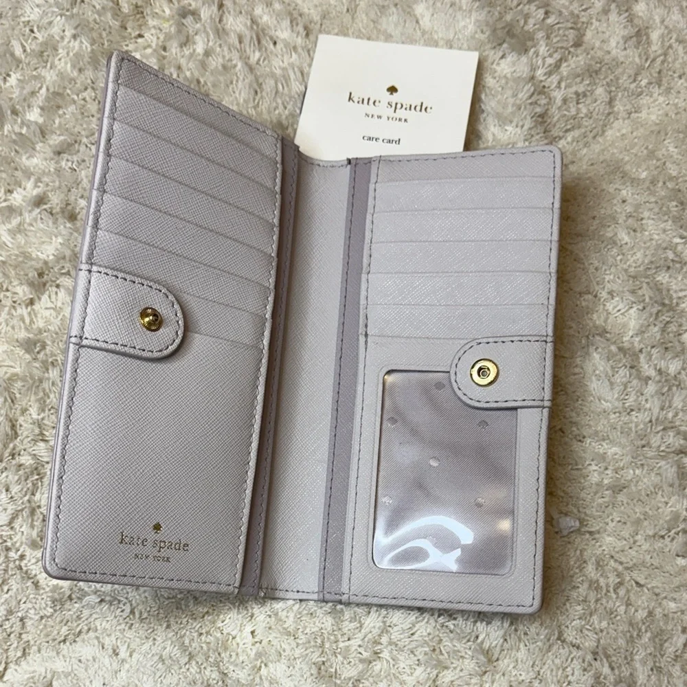 NWOT Kate Spade Light Gray Wallet with Bow Detail